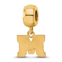 Sterling Silver Gold-plated LogoArt Montana State University Letter M Extra Small Dangle Bead Charm view 5