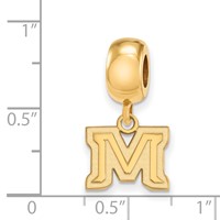 Sterling Silver Gold-plated LogoArt Montana State University Letter M Extra Small Dangle Bead Charm view 3