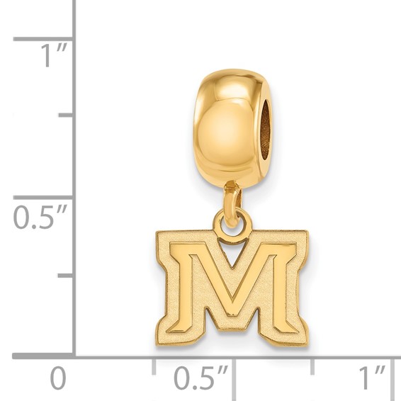 Sterling Silver Gold-plated LogoArt Montana State University Letter M Extra Small Dangle Bead Charm