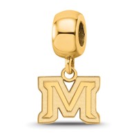 Sterling Silver Gold-plated LogoArt Montana State University Letter M Extra Small Dangle Bead Charm view 1