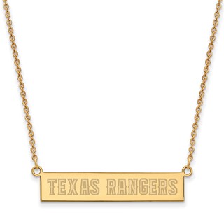 Sterling Silver Gold Plated Major League Baseball LogoArt Texas Rangers Bar Necklace