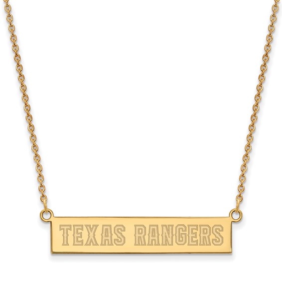 Sterling Silver Gold Plated Major League Baseball LogoArt Texas Rangers Bar Necklace