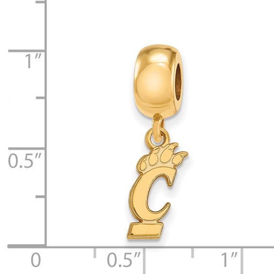 Sterling Silver Gold-plated LogoArt University of Cincinnati Small Dangle Bead Charm