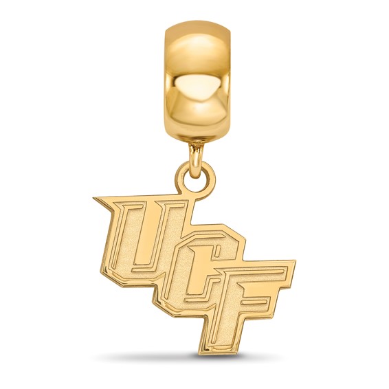 Sterling Silver Gold-plated LogoArt University of Central Florida U-C-F Small Dangle Bead Charm