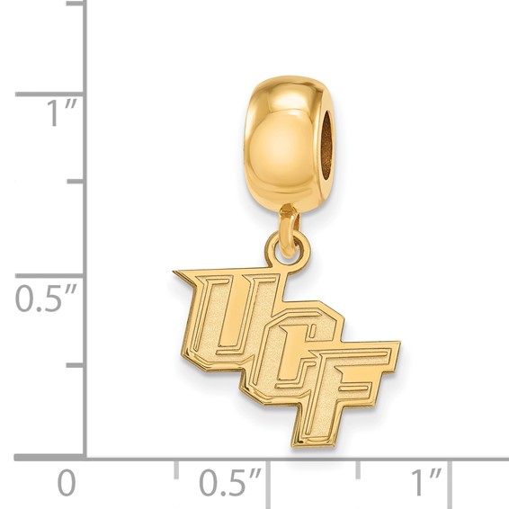 Sterling Silver Gold-plated LogoArt University of Central Florida U-C-F Small Dangle Bead Charm