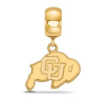 Sterling Silver Gold-plated LogoArt University of Colorado Buffalo Small Dangle Bead Charm view 3