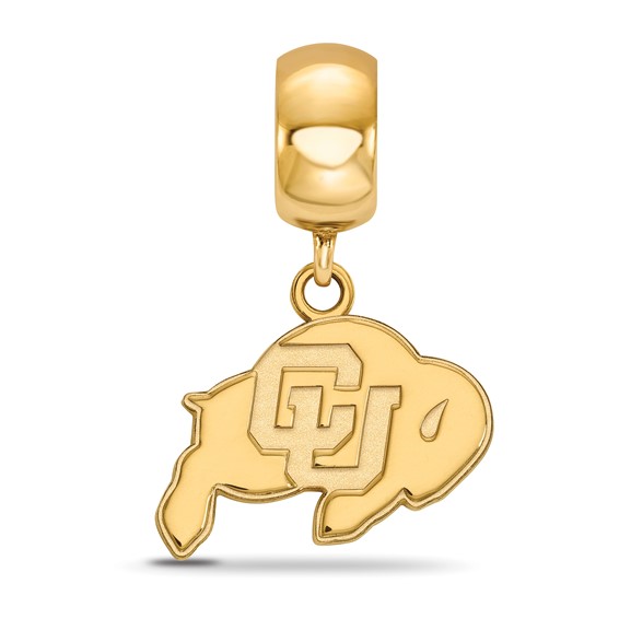 Sterling Silver Gold-plated LogoArt University of Colorado Buffalo Small Dangle Bead Charm