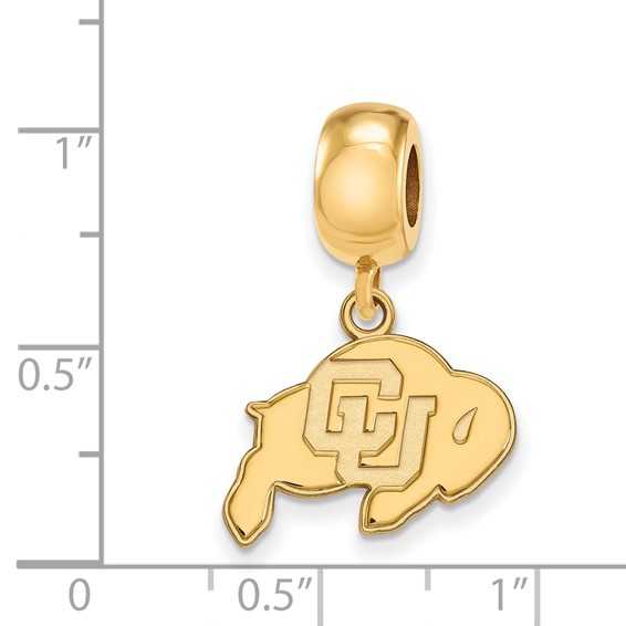Sterling Silver Gold-plated LogoArt University of Colorado Buffalo Small Dangle Bead Charm