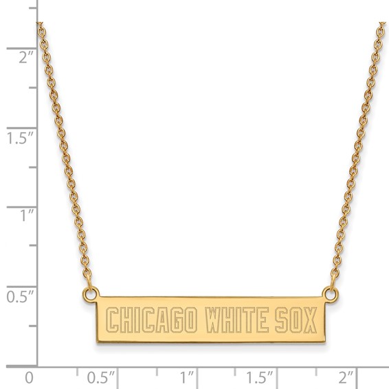 Sterling Silver Gold Plated Major League Baseball LogoArt Chicago White Sox Bar Necklace
