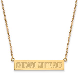 Sterling Silver Gold Plated Major League Baseball LogoArt Chicago White Sox Bar Necklace