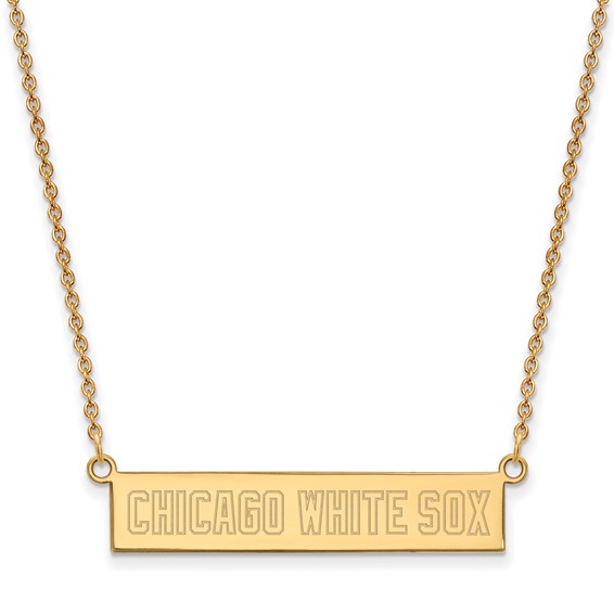 Sterling Silver Gold Plated Major League Baseball LogoArt Chicago White Sox Bar Necklace