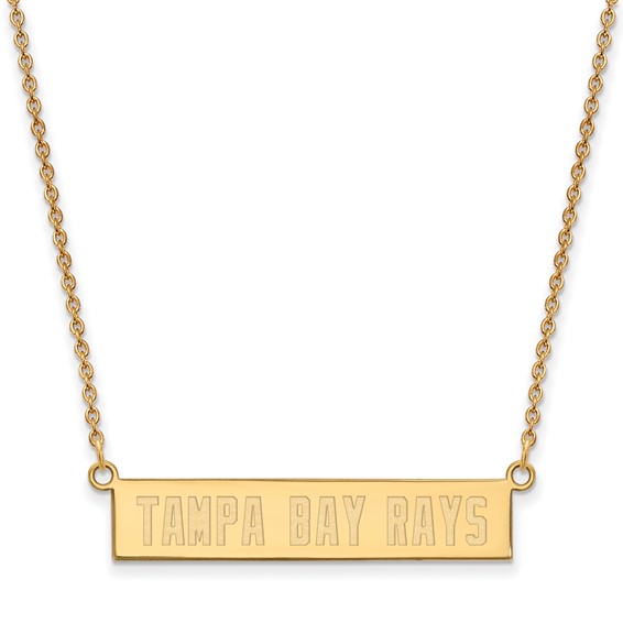 Sterling Silver Gold Plated Major League Baseball LogoArt Tampa Bay Rays Bar Necklace