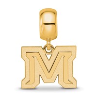 Sterling Silver Gold-plated LogoArt Montana State University Letter M Small Dangle Bead Charm view 4