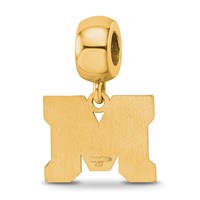 Sterling Silver Gold-plated LogoArt Montana State University Letter M Small Dangle Bead Charm view 5