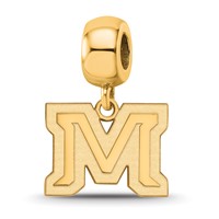 Sterling Silver Gold-plated LogoArt Montana State University Letter M Small Dangle Bead Charm view 1