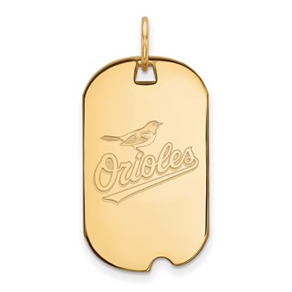 Sterling Silver Gold Plated Major League Baseball LogoArt Baltimore Orioles Dog Tag Pendant