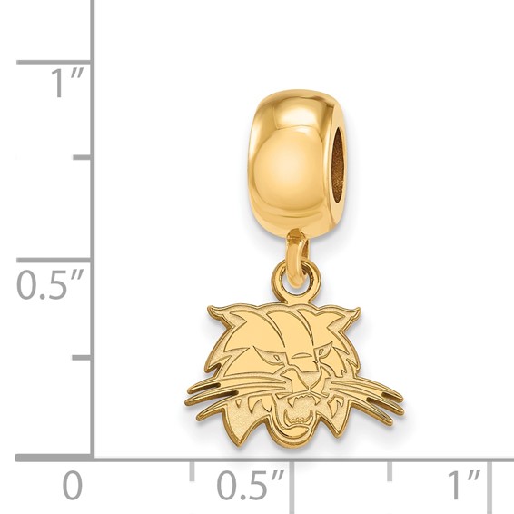 Sterling Silver Gold-plated LogoArt Ohio University Bobcat Extra Small Dangle Bead Charm