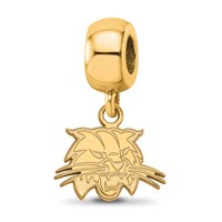 Sterling Silver Gold-plated LogoArt Ohio University Bobcat Extra Small Dangle Bead Charm view 1