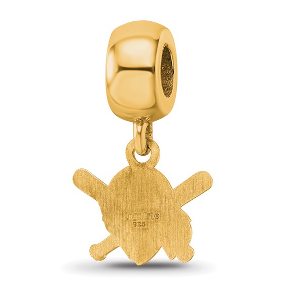 Sterling Silver Gold Plated Major League Baseball LogoArt Pittsburgh Pirates Dangle Bead