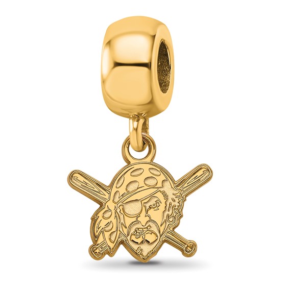 Sterling Silver Gold Plated Major League Baseball LogoArt Pittsburgh Pirates Dangle Bead