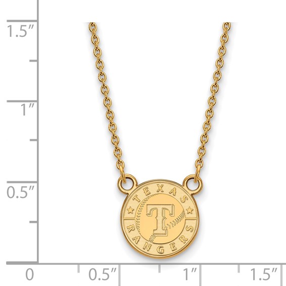 Sterling Silver Gold Plated Major League Baseball LogoArt Texas Rangers Pendant Necklace