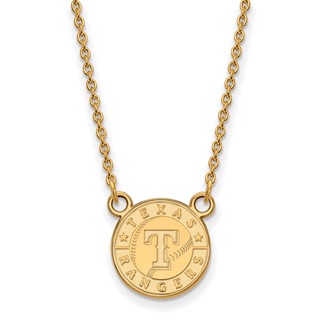 Sterling Silver Gold Plated Major League Baseball LogoArt Texas Rangers Pendant Necklace