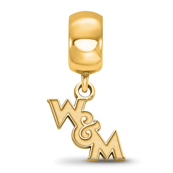 Sterling Silver Gold-plated LogoArt College of William and Mary Extra Small Dangle Bead Charm