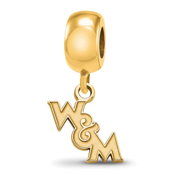 Sterling Silver Gold-plated LogoArt College of William and Mary Extra Small Dangle Bead Charm