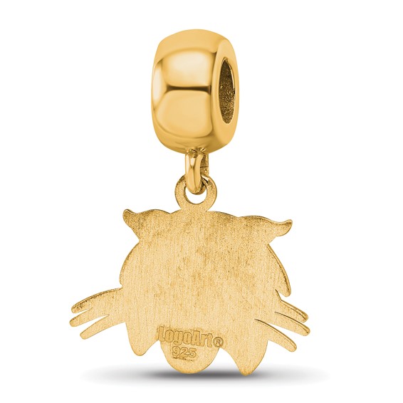Sterling Silver Gold-plated LogoArt Ohio University Bobcat Small Dangle Bead Charm