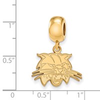 Sterling Silver Gold-plated LogoArt Ohio University Bobcat Small Dangle Bead Charm view 3