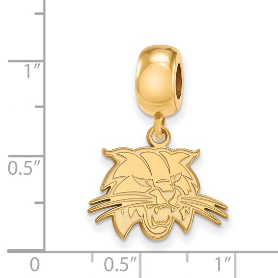 Sterling Silver Gold-plated LogoArt Ohio University Bobcat Small Dangle Bead Charm