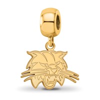 Sterling Silver Gold-plated LogoArt Ohio University Bobcat Small Dangle Bead Charm view 1