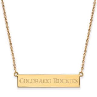 Sterling Silver Gold Plated Major League Baseball LogoArt Colorado Rockies Small Bar Necklace