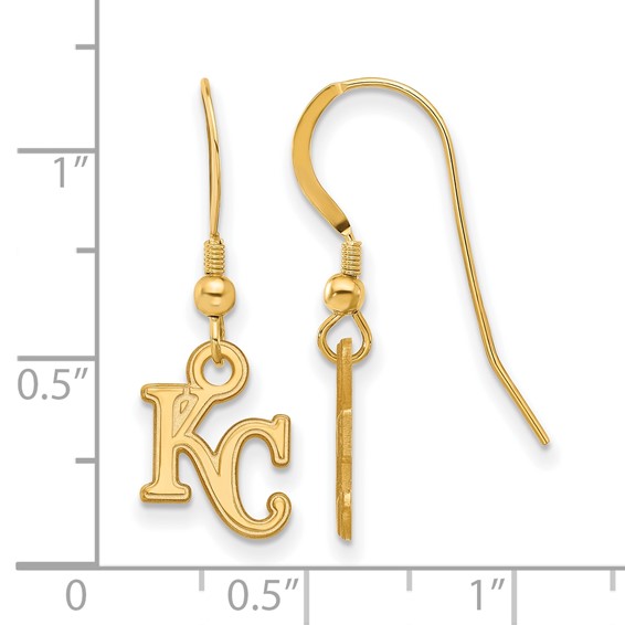 Sterling Silver Gold Plated Major League Baseball LogoArt Kansas City Royals Dangle Earrings
