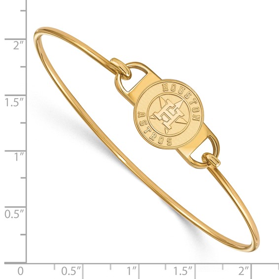 Sterling Silver Gold Plated Major League Baseball LogoArt Houston Astros Wire Bangle