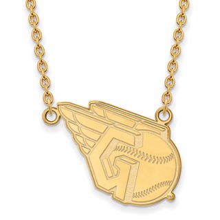10k Gold Major League Baseball LogoArt Cleveland Guardians Logo Large Pendant with Necklace