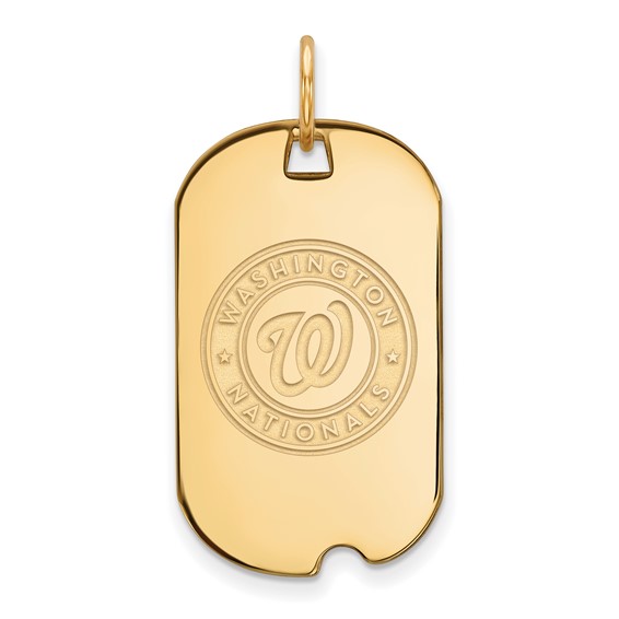 Sterling Silver Gold Plated Major League Baseball LogoArt Washington Nationals Dog Tag
