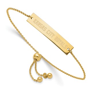 Sterling Silver Gold Plated Major League Baseball LogoArt Kansas City Royals Adjustable Bracelet
