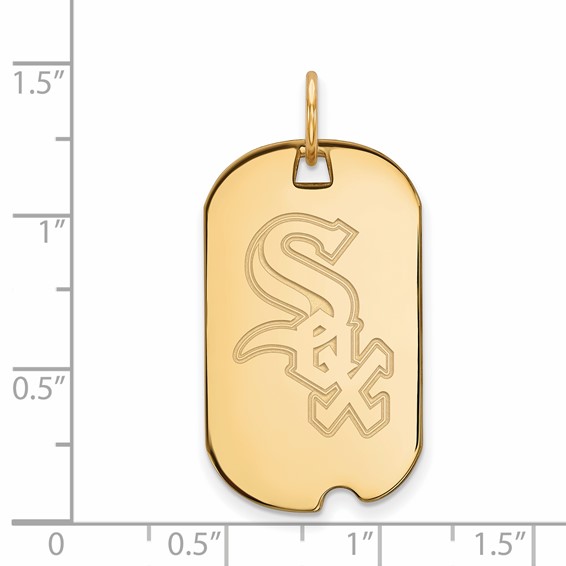 Sterling Silver Gold Plated Major League Baseball LogoArt Chicago White Sox Dog Tag