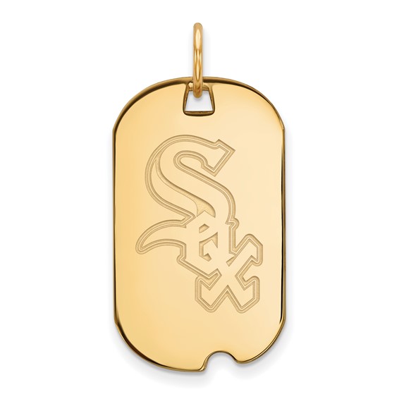 Sterling Silver Gold Plated Major League Baseball LogoArt Chicago White Sox Dog Tag