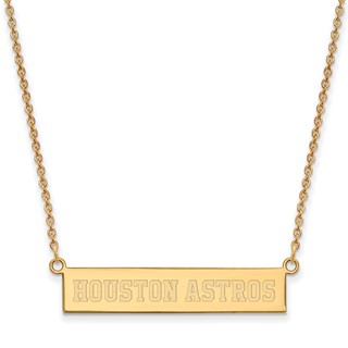 Sterling Silver Gold Plated Major League Baseball LogoArt Houston Astros Bar Necklace