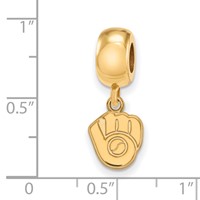 Sterling Silver Gold Plated Major League Baseball LogoArt Milwaukee Brewers Dangle Bead view 3