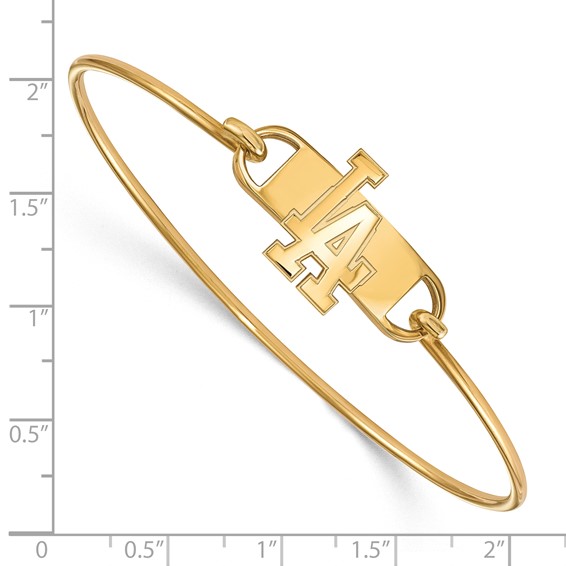 Sterling Silver Gold Plated Major League Baseball LogoArt Los Angeles Dodgers Wire Bangle