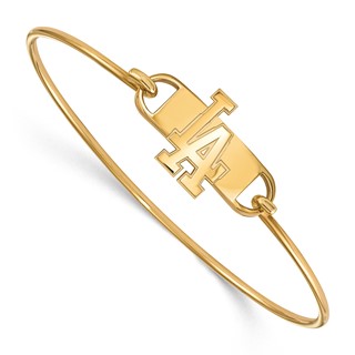 Sterling Silver Gold Plated Major League Baseball LogoArt Los Angeles Dodgers Wire Bangle