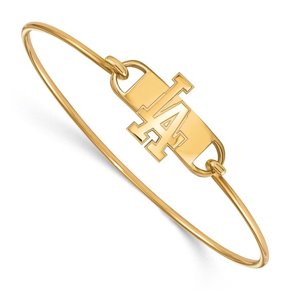 Sterling Silver Gold Plated Major League Baseball LogoArt Los Angeles Dodgers Wire Bangle
