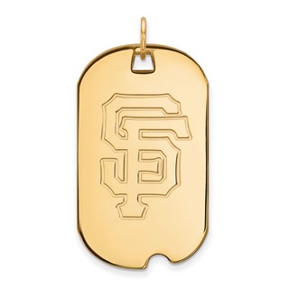 Sterling Silver Gold Plated Major League Baseball LogoArt San Francisco Giants Large Dog Tag