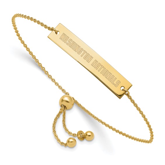 Sterling Silver Gold Plated Major League Baseball LogoArt Washington Nationals Adjustable Bracelet