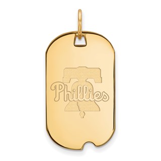 Sterling Silver Gold Plated Major League Baseball LogoArt Philadelphia Phillies Dog Tag Pendant