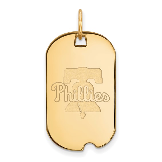 Sterling Silver Gold Plated Major League Baseball LogoArt Philadelphia Phillies Dog Tag Pendant