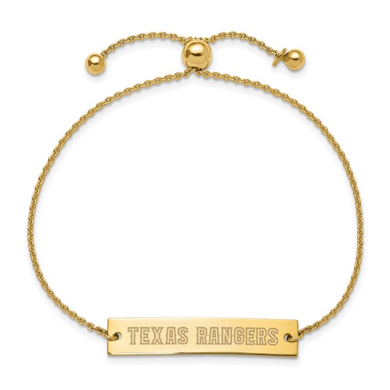 Sterling Silver Gold Plated Major League Baseball LogoArt Texas Rangers Adjustable Bracelet